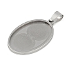 Non-Tarnish 201 Stainless Steel Pendant Cabochon Settings X-STAS-L279-012P-01-2