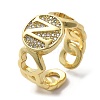 Brass Micro Pave Clear Cubic Zirconia Open Cuff Rings for Women RJEW-K289-02G-N-4