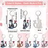 24Pcs 6 Colors Cat Alloy Enamel Pendant Locking Stitch Markers HJEW-SC00114-2
