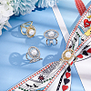   4Pcs 2 Colors Crystal Rhinestone Oval with Plastic Pearl Scarf Buckle Ring AJEW-PH0004-22-5