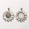Tibetan Style Alloy Flower Pendant Cabochon Settings PALLOY-J494-16AS-1