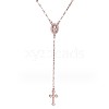 Alloy Cross & Oval Virgin Mary Rosary Bead Necklaces for Women WGC59F8-03-1