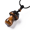 Natural Tiger Eye Mushroom Pendant Necklace NJEW-E065-01B-3