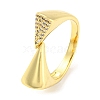 Rack Plating Brass with Clear Cubic Zirconia Triangle Open Cuff Rings RJEW-Q784-19G-1
