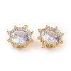Brass Micro Pave Clear Cubic Zirconia Pendants X-ZIRC-F133-07G-3