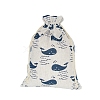 Printed Cotton Imitation Burlap Packing Pouches Drawstring Bags PW-WG7B662-18-1