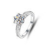 Rhodium Plated 925 Sterling Silver Micro Pave Moissanite Finger Rings WG38657-04-2