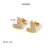 Stainless Steel Rhinestone Heart Stud Earrings for Women VM2670-3-2