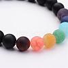 Natural Dyed & Heated Black Agate & Gemstone Beads Stretch Bracelets BJEW-JB02510-01-2