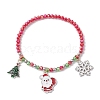 3Pcs 3 Styles Christmas Theme Glass Beaded Stretch Bracelet Sets for Women BJEW-TA00534-3