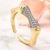 Brass Micro Pave Clear Cubic Zirconia Cuff Rings for Women RJEW-U035-06GP-1