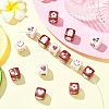 14Pcs 7 Styles Opaque Printed Acrylic Beads MACR-YW0004-13-5