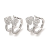 Rack Plating Brass Micro Pave Clear Cubic Zirconia 2-Strand Double Heart Cuff Earrings for Women EJEW-P280-23P-1
