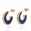 Brass Micro Pave Cubic Zirconia Crescent Moon Stud Earrings EJEW-N011-01B-1