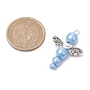 Pearlized Glass Pearl Bead Pendants PALLOY-JF03204-02-2