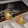 Brass Micro Pave Clear Cubic Zirconia Stud Earrings EJEW-A121-06G-1