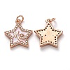 Brass Clear Cubic Zirconia Pendants KK-B028-05RG-C-2