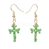 Glass Seed Braided Cross Dangle Earrings EJEW-JE05042-2