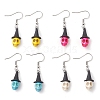 4 Pairs Dyed Synthetic Turquoise Pendants Earrings EJEW-TA00422-1