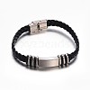 Jewelry Black Color PU Leather Cord Bracelets BJEW-G467-14-1