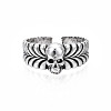 Halloween Skull Alloy Open Cuff Ring for Men Women RJEW-T009-43AS-1