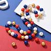 160 Pcs 4 Colors 4 July American Independence Day Painted Natural Wood Round Beads WOOD-LS0001-01A-5