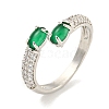 Oval Rack Plating Brass Micro Pave Cubic Zirconia Cuff Rings for Women RJEW-F162-06P-02-1