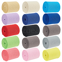 BENECREAT 15M 15 Colors Polyester Flat Elastic Rubber Band OCOR-BC0005-97