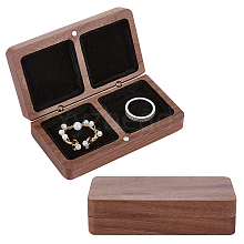 2-Slot Black Walnut Jewelry Magnetic Storage Boxes CON-WH0095-09B