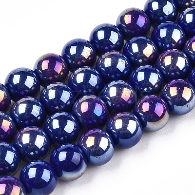 Electroplate Opaque Glass Beads Strands GLAA-T032-P10mm-AB03-1