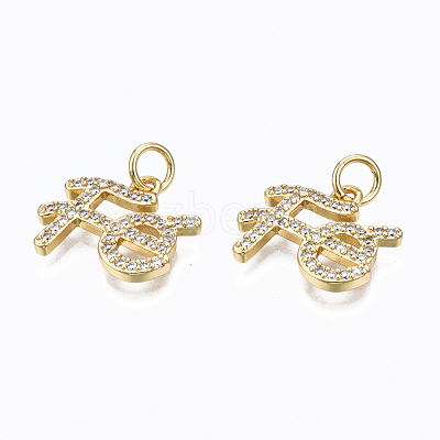 Brass Micro Pave Clear Cubic Zirconia Charms ZIRC-N039-142-NF-1