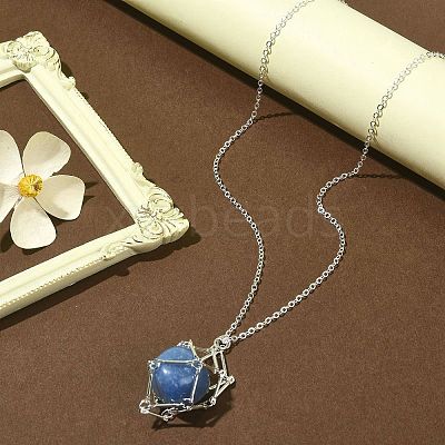304 Stainless Steel Macrame Pouch Empty Stone Holder for Pendant Necklaces Making NJEW-JN04384-01-1