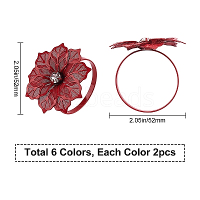 12 Pcs 6 Colors Alloy Napkin Rings AJEW-GF0002-70-1