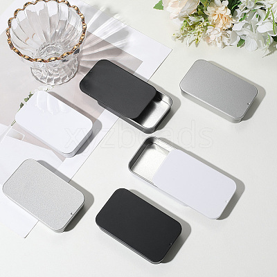 6Pcs Slide Top Tinplate Trinket Storage Boxes CON-SP0001-23A-1
