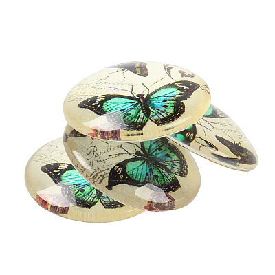 Butterfly Printed Glass Half Round/Dome Cabochons X-GGLA-N004-12mm-C-1