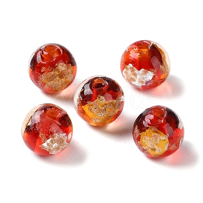 Handmade Gold & Silver Foil Lampwork Beads GLAA-G107-07B-11-1