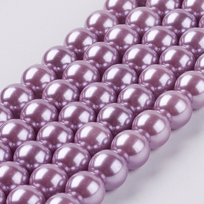 Eco-Friendly Dyed Glass Pearl Round Beads Strands HY-A002-8mm-RB056-1