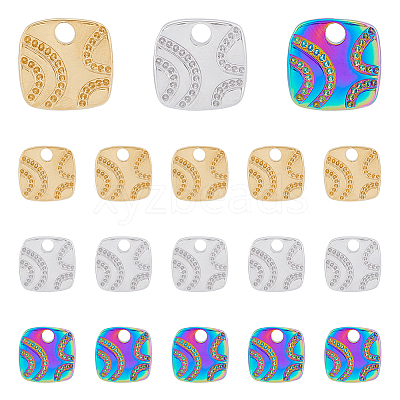 18Pcs 3 Colors 304 Stainless Steel Pendant Rhinestone Settings STAS-DC0014-13-1