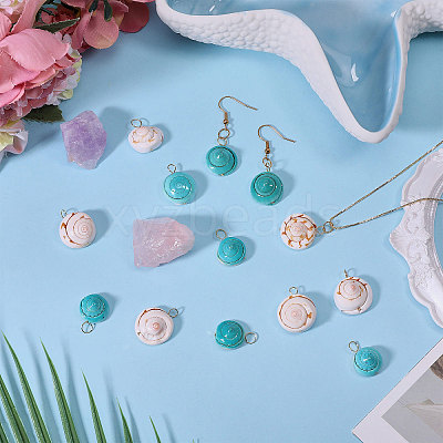 52Pcs 2 Styles Natural Shiva Eye Shell Pendants PALLOY-CA00035-1