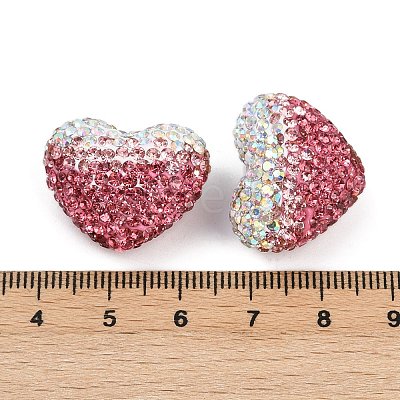 Gradient Color Heart Shaped Polymer Clay Rhinestone Beads CLAY-NH0002-03A-1