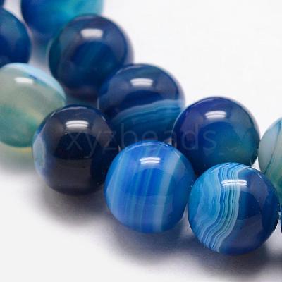 Natural Striped Agate/Banded Agate Bead Strands G-K166-13-6mm-06-1