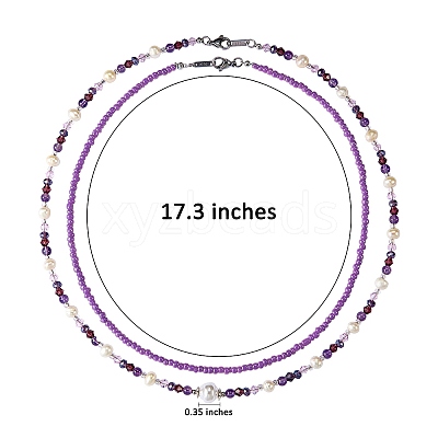 Glass Seed Beaded Necklaces Set NJEW-SW00006-05-1