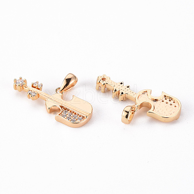 Brass Micro Pave Clear Cubic Zirconia Pendants KK-T062-88G-NF-1