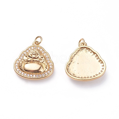 Brass Micro Pave Cubic Zirconia Pendants X-ZIRC-G156-02G-1