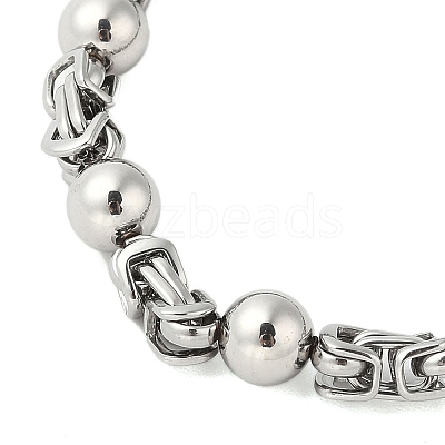 Non-Tarnish Round 304 Stainless Steel Byzantine Chain Bracelets for Men BJEW-B093-06P-1
