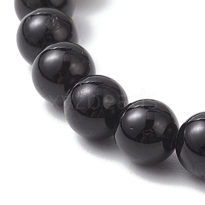Natural Selenite & Labradorite & Black Tourmaline & Shell Beaded Stretch Bracelets for Women X-BJEW-JB13084-1
