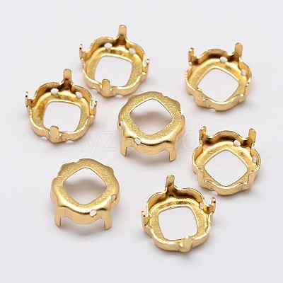 Square Brass Rhinestone Claw Settings KK-M166-03-12x12-1