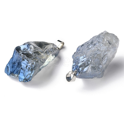 Rough Raw Electroplate Natural Crystal Quartz Pendants G-S282-15E-1