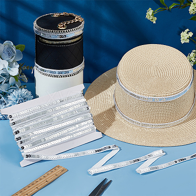 Sparkle Polyester Lace Ribbons OCOR-WH0090-67A-1
