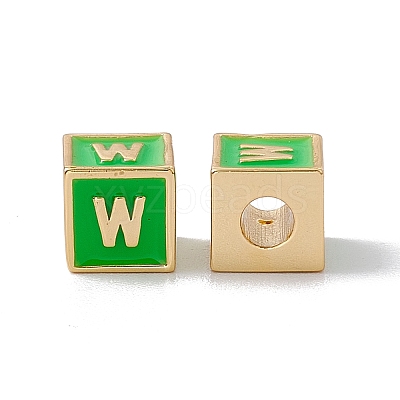 Rack Plating Brass Enamel Beads KK-B060-04G-02W-1